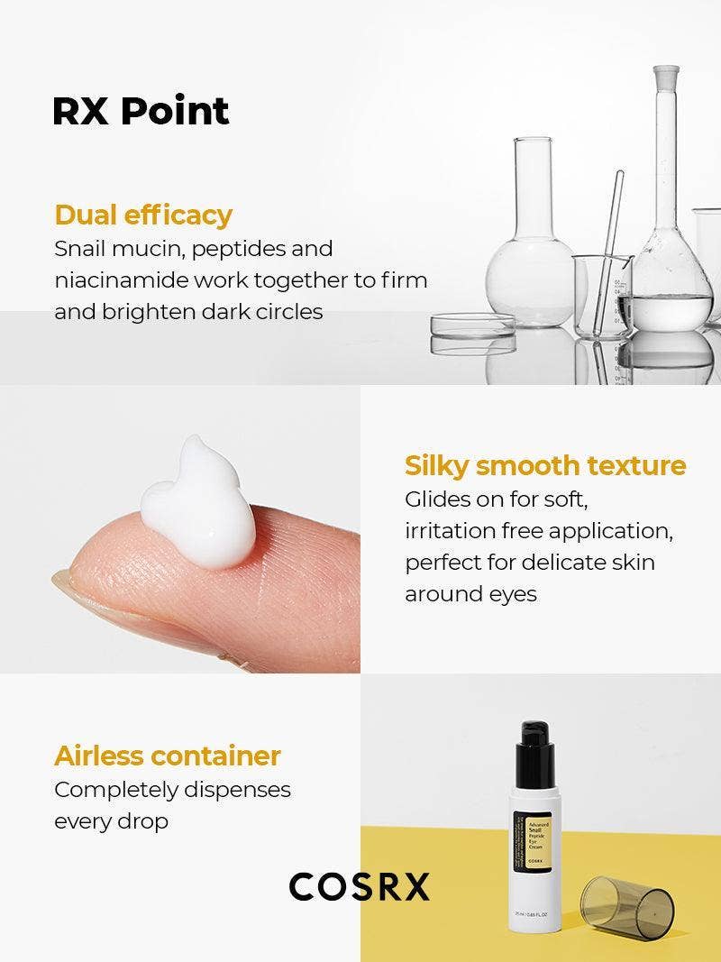 COSRX Crème Contour des Yeux aux Peptides et Escargot Avancé 25ml